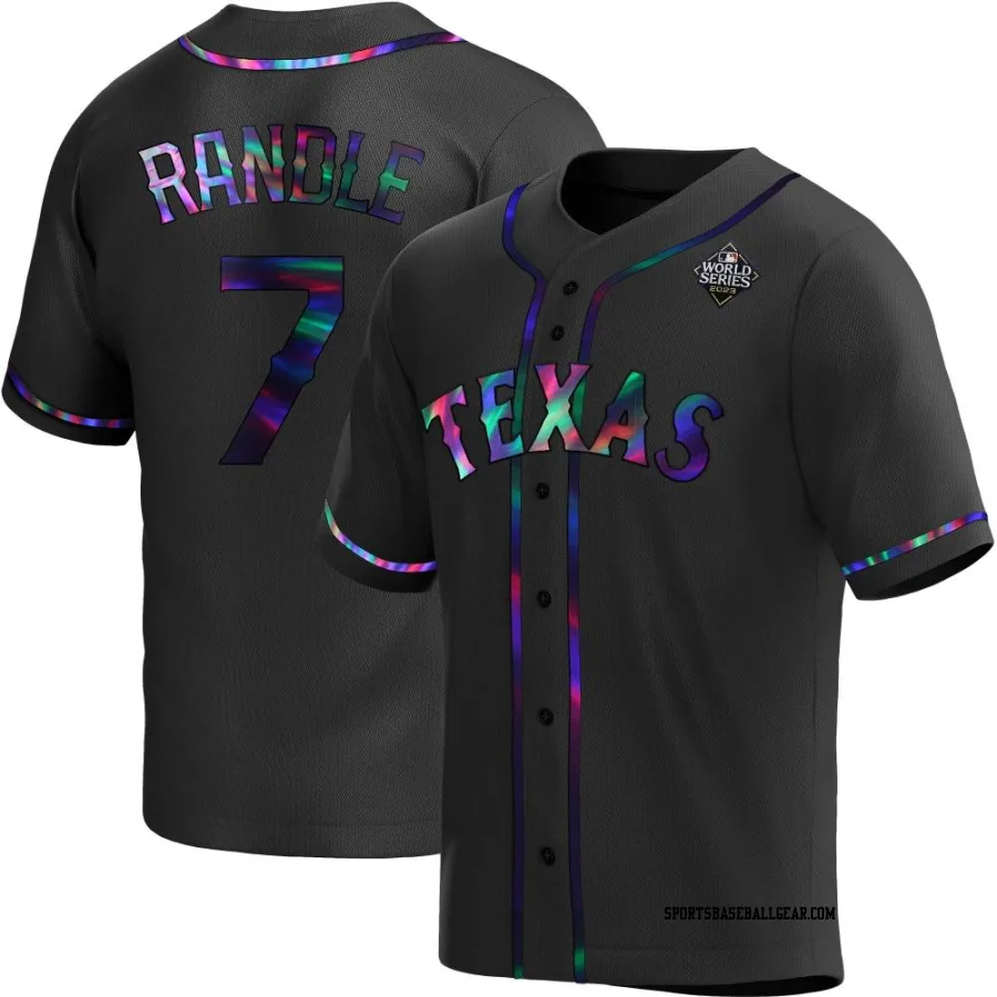 Lenny Randle Men's Texas Rangers Black Holographic Replica Alternate 2023 World Series Jersey