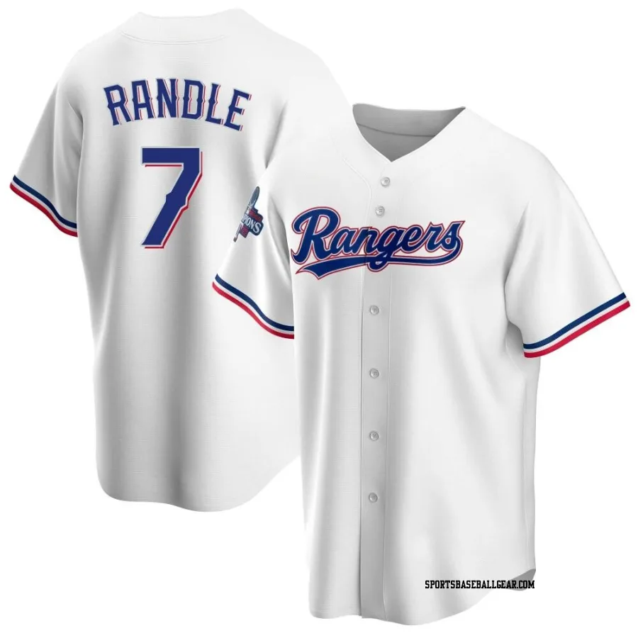 Lenny Randle Men's Texas Rangers White Replica Home 2023 World Series Champions Jersey