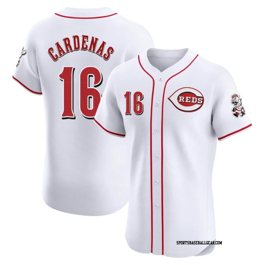Leo Cardenas Men's Cincinnati Reds White Elite Home Patch Jersey
