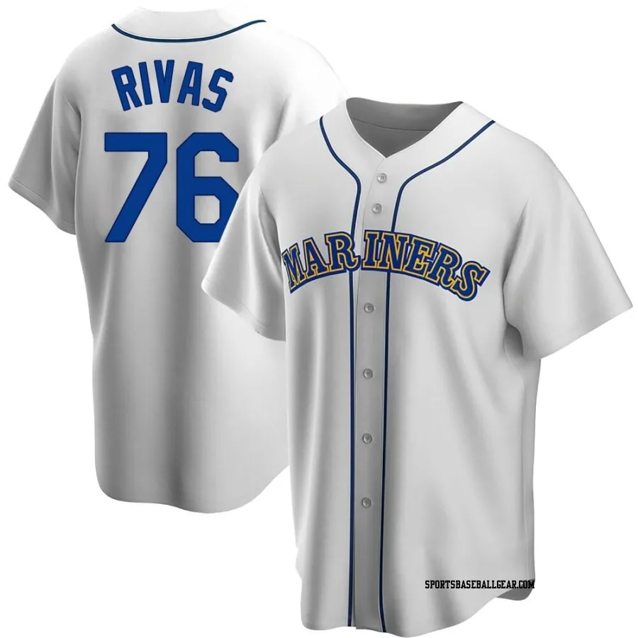 Leo Rivas Youth Seattle Mariners White Replica Home Cooperstown Collection Jersey