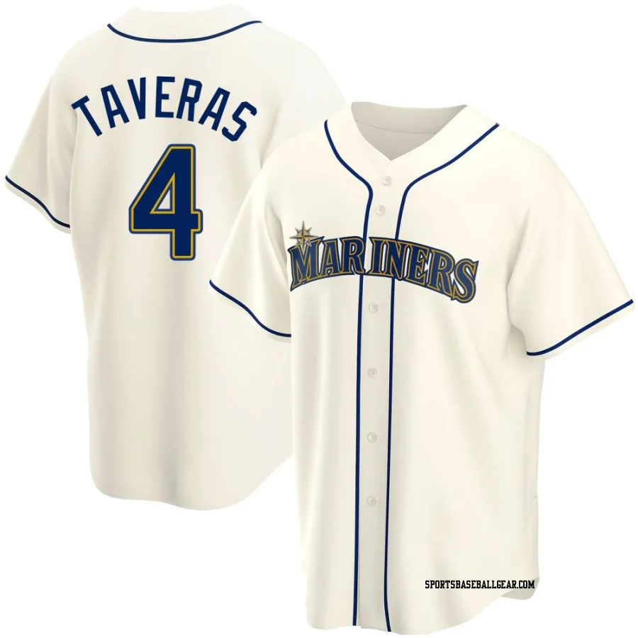 Leody Taveras Men's Seattle Mariners Cream Replica Alternate Jersey