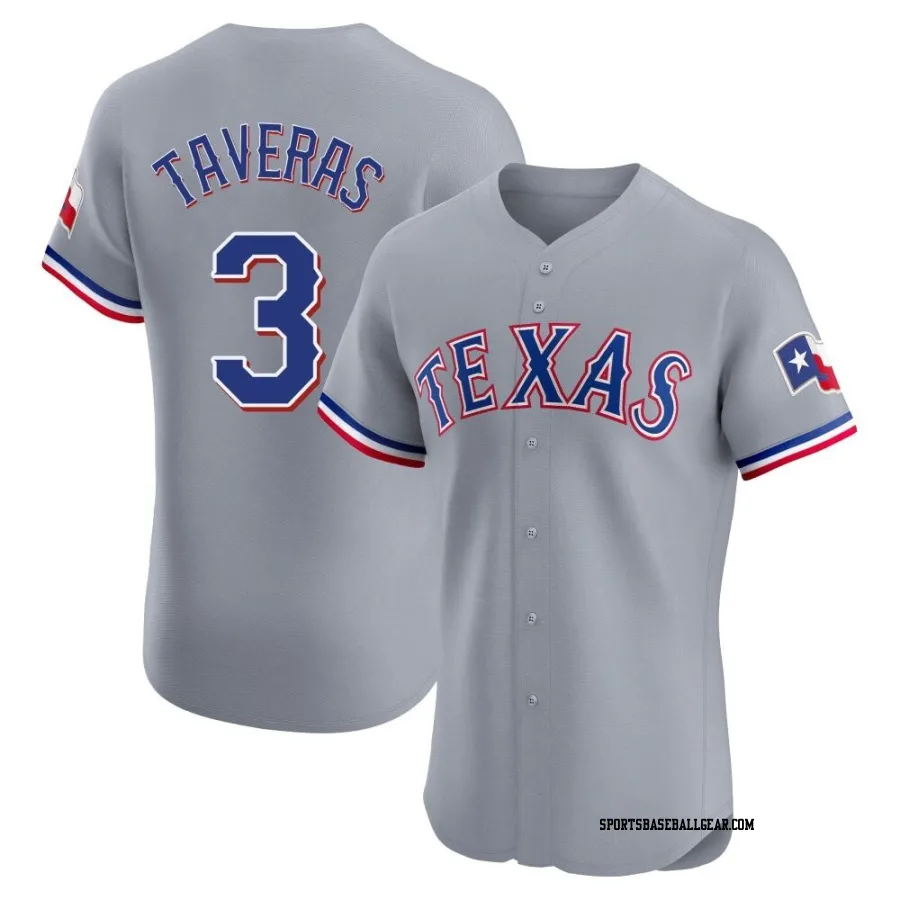 Leody Taveras Men's Texas Rangers Gray Elite Road Jersey