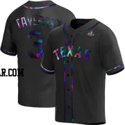 Leody Taveras Youth Texas Rangers Black Holographic Replica Alternate 2023 World Series Jersey