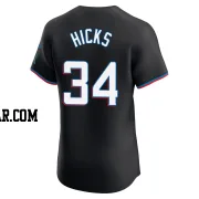 Liam Hicks Men's Miami Marlins Black Elite Alternate Vapor Premier Jersey