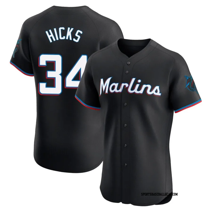Liam Hicks Men's Miami Marlins Black Elite Alternate Vapor Premier Jersey
