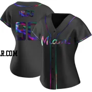 Liam Hicks Women's Miami Marlins Black Holographic Replica Alternate Jersey