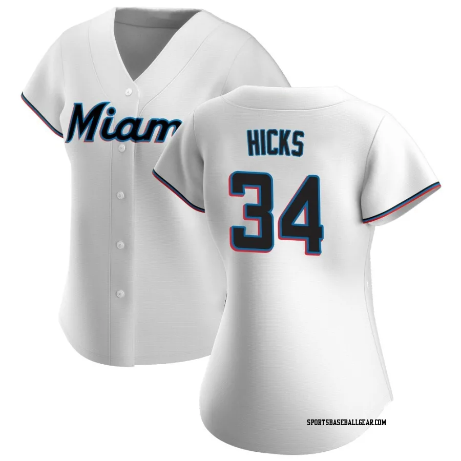 Liam Hicks Women's Miami Marlins White Replica Home Jersey