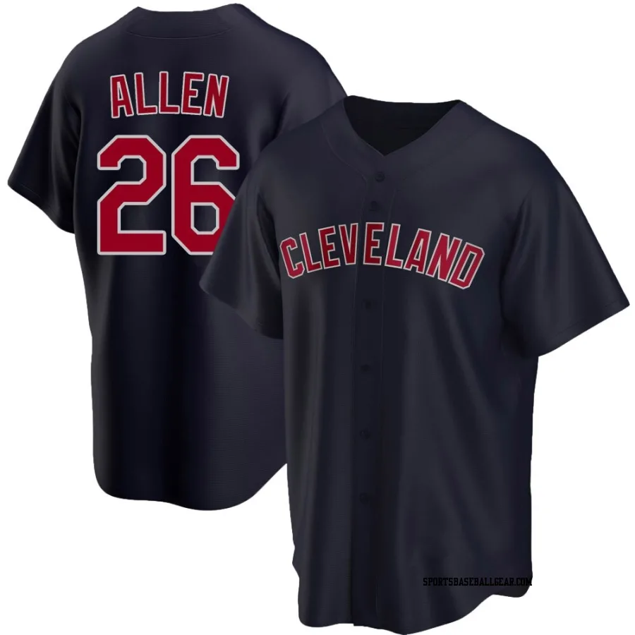 Logan Allen Men's Cleveland Guardians Navy Replica Alternate Jersey