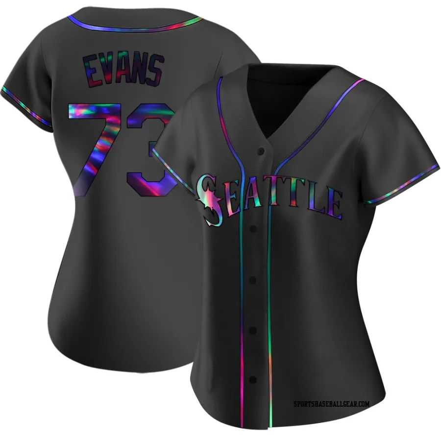 Logan Evans Women's Seattle Mariners Black Holographic Replica Alternate Jersey