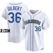 Logan Gilbert Men's Seattle Mariners White Limited Throwback Cooperstown Collection Jersey