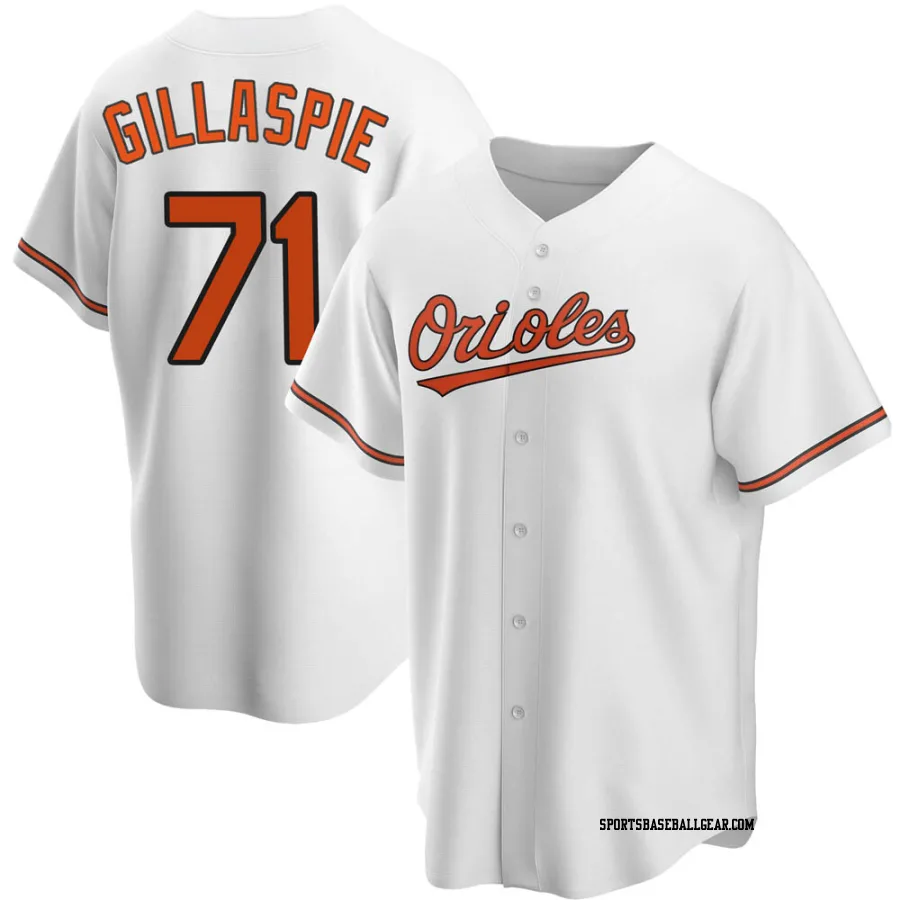 Logan Gillaspie Men's Baltimore Orioles White Replica Home Jersey