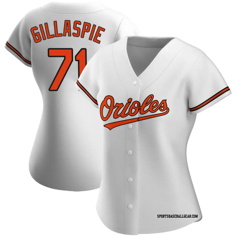Logan Gillaspie Women's Baltimore Orioles White Replica Home Jersey