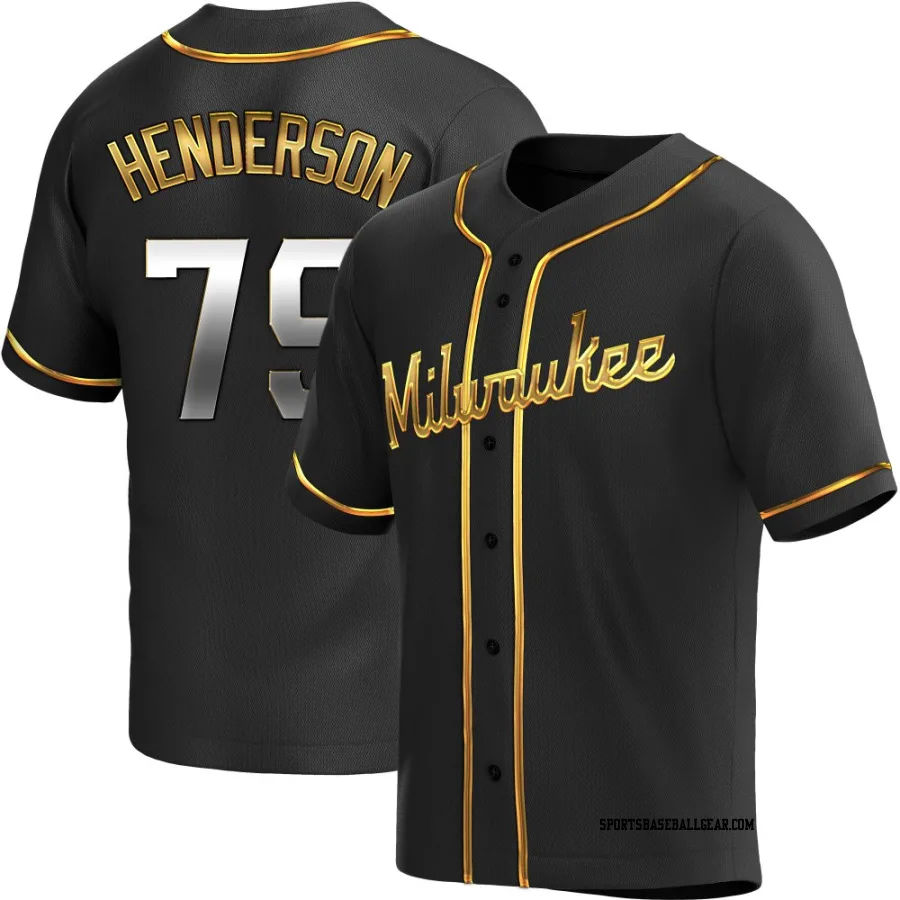 Logan Henderson Men's Milwaukee Brewers Black Golden Replica Alternate Jersey