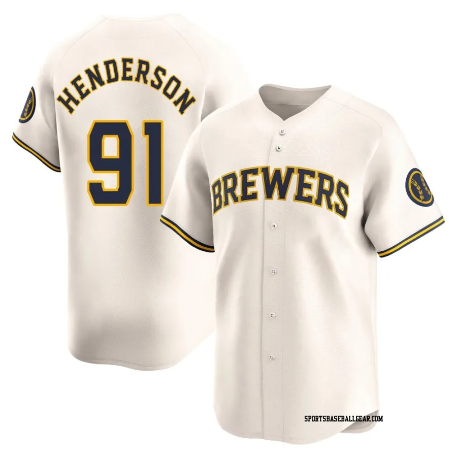 Logan Henderson Men's Milwaukee Brewers Cream Limited Home Jersey