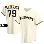 Logan Henderson Men's Milwaukee Brewers Cream Replica Home Jersey