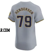 Logan Henderson Men's Milwaukee Brewers Gray Elite Road Jersey