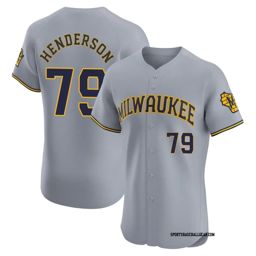 Logan Henderson Men's Milwaukee Brewers Gray Elite Road Jersey