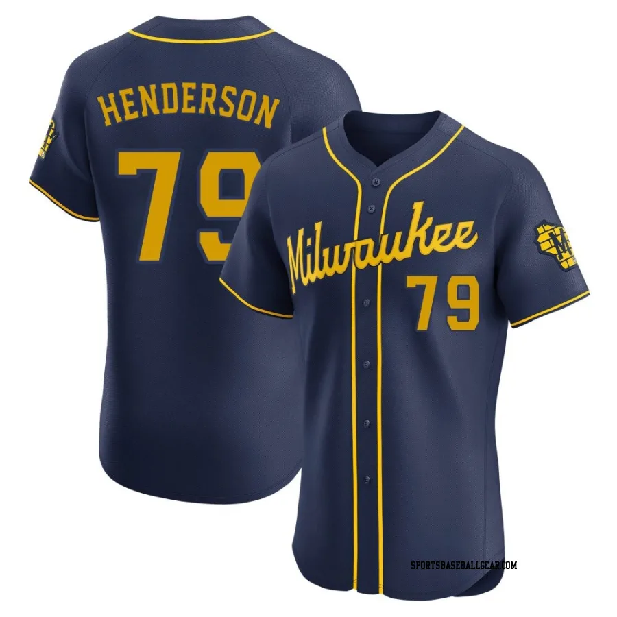 Logan Henderson Men's Milwaukee Brewers Navy Elite Alternate Jersey