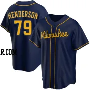 Logan Henderson Men's Milwaukee Brewers Navy Replica Alternate Jersey