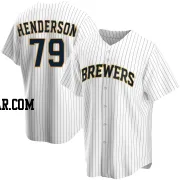 Logan Henderson Men's Milwaukee Brewers White Replica Home Jersey