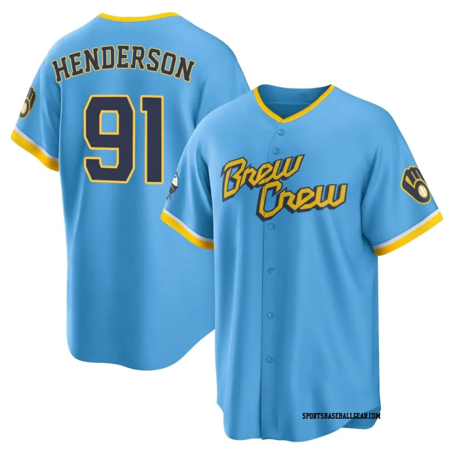 Logan Henderson Youth Milwaukee Brewers Blue Replica Powder 2022 City Connect Jersey