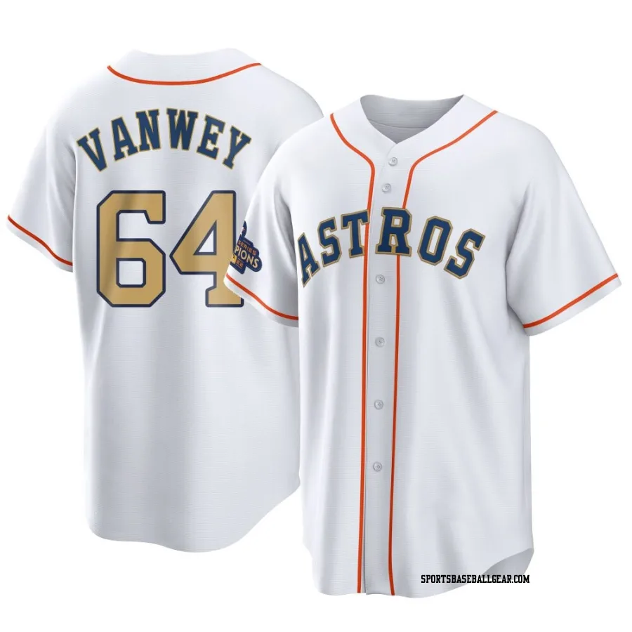 Logan VanWey Men's Houston Astros Gold Replica White 2023 Collection Jersey