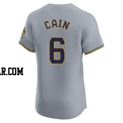 Lorenzo Cain Men's Milwaukee Brewers Gray Elite Road Jersey