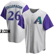 Lorenzo Encarnacion Men's Arizona Diamondbacks Cream/Purple Replica Alternate Cooperstown Collection Jersey