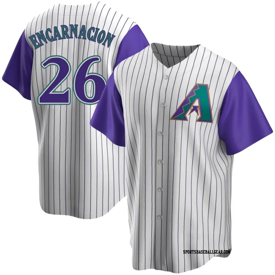 Lorenzo Encarnacion Men's Arizona Diamondbacks Cream/Purple Replica Alternate Cooperstown Collection Jersey