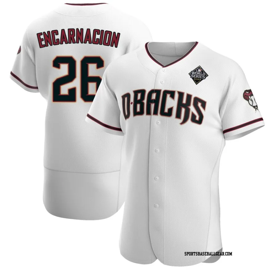 Lorenzo Encarnacion Men's Arizona Diamondbacks White Authentic Crimson Home 2023 World Series Jersey