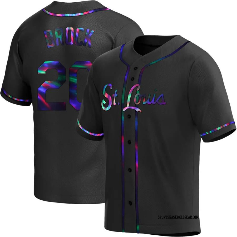 Lou Brock Men's St. Louis Cardinals Black Holographic Replica Alternate Jersey
