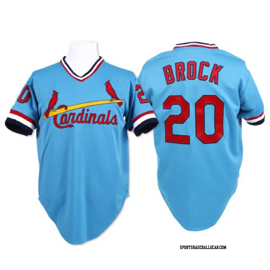 Lou Brock Men's St. Louis Cardinals Blue Replica Throwback Jersey