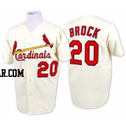Lou Brock Men's St. Louis Cardinals Cream Replica Throwback Jersey