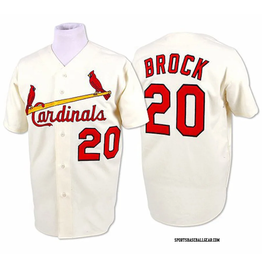 Lou Brock Men's St. Louis Cardinals Cream Replica Throwback Jersey
