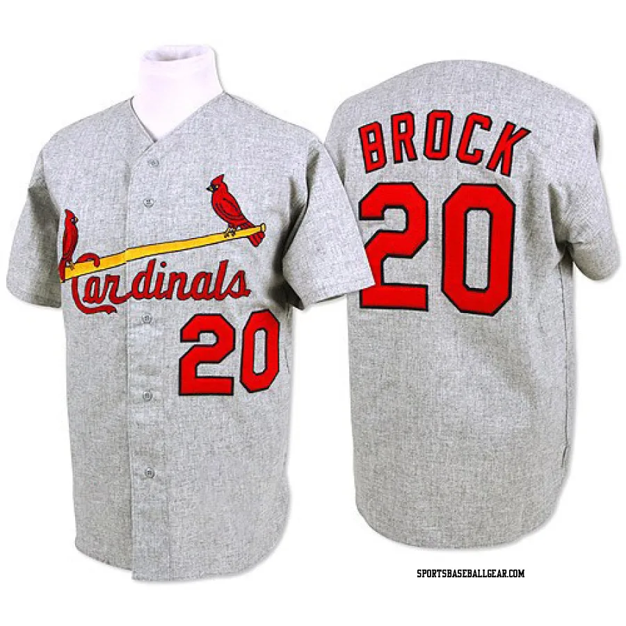 Lou Brock Men's St. Louis Cardinals Grey Replica Throwback Jersey