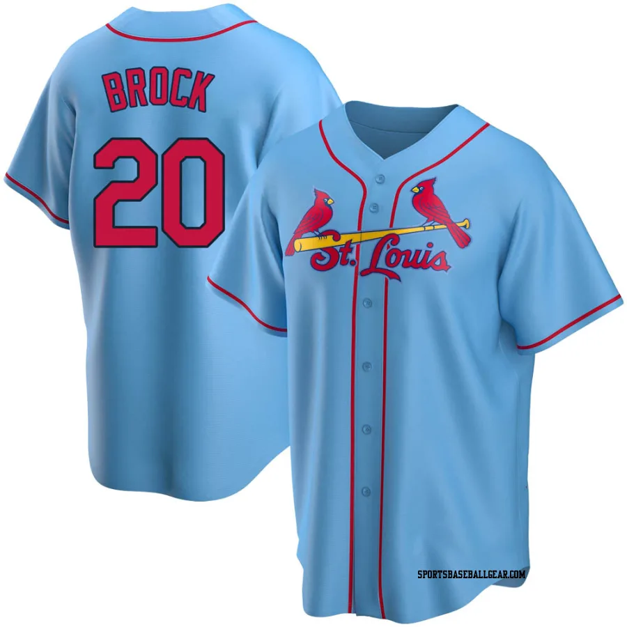 Lou Brock Men's St. Louis Cardinals Light Blue Replica Alternate Jersey