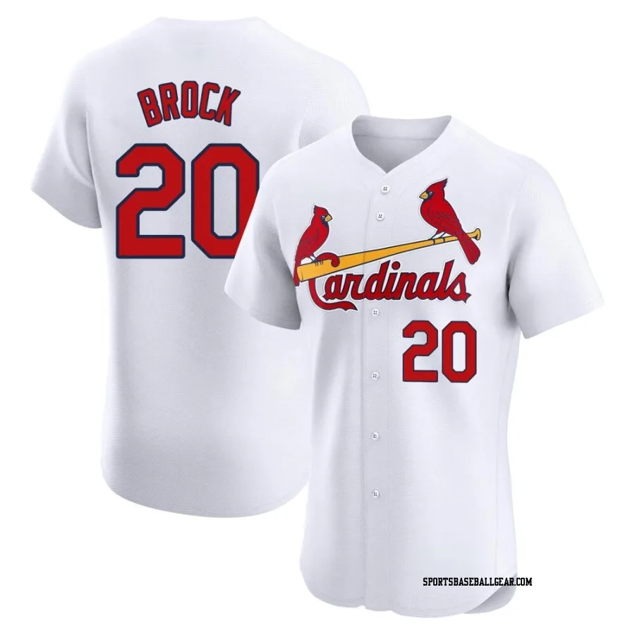 Lou Brock Men's St. Louis Cardinals White Elite Home Jersey