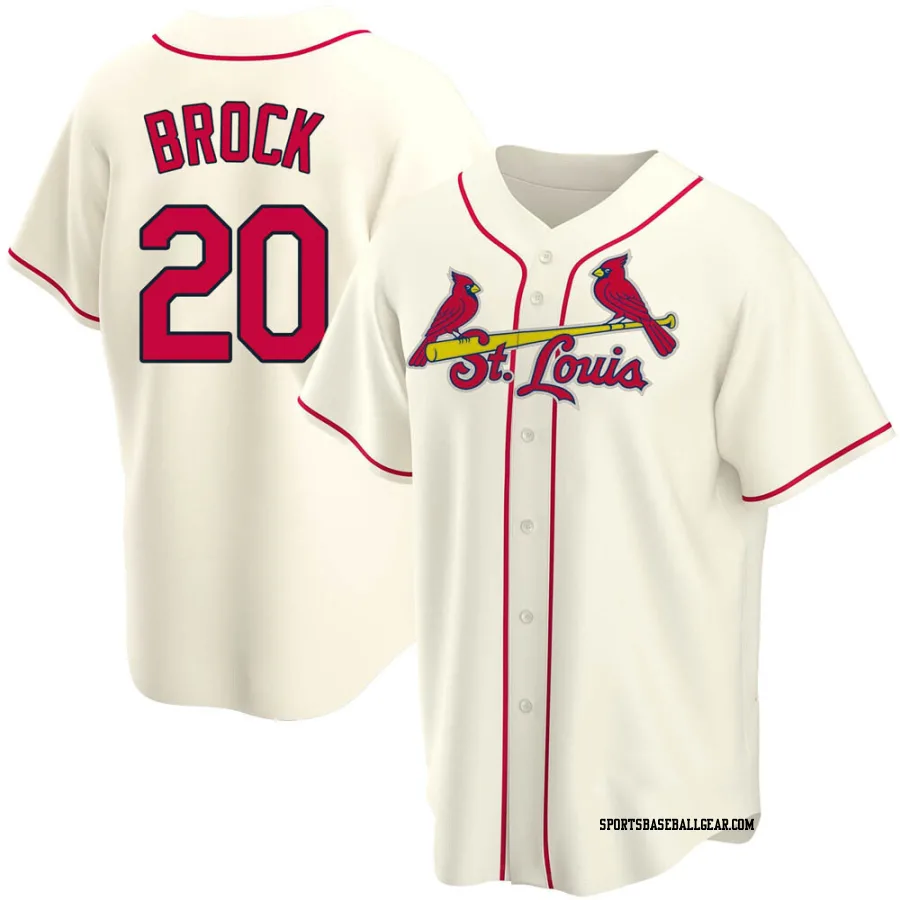 Lou Brock Youth St. Louis Cardinals Cream Replica Alternate Jersey