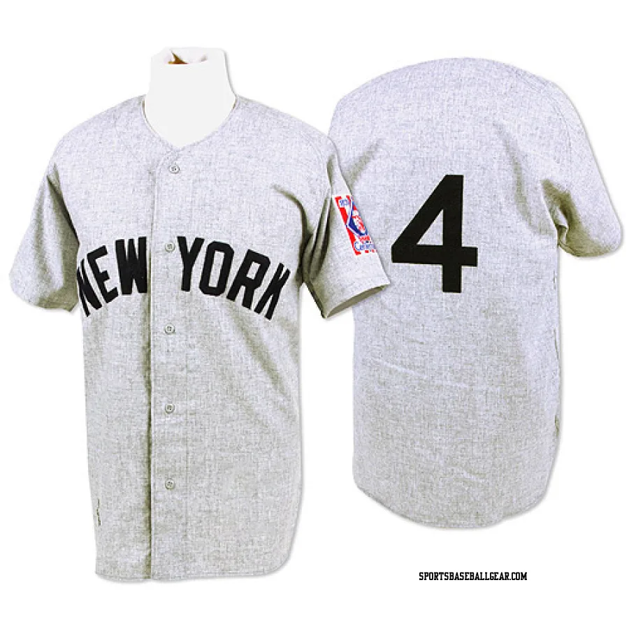 Lou Gehrig Men's New York Yankees Grey Replica 1939 Throwback Jersey