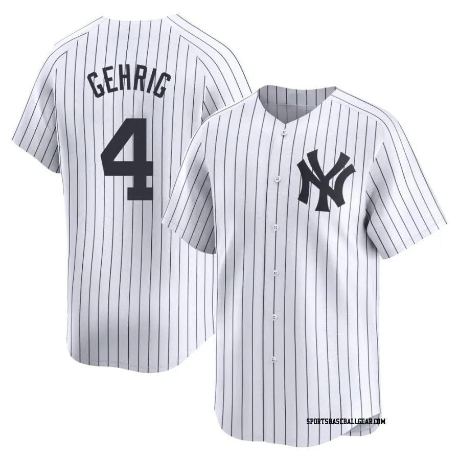 Lou Gehrig Men's New York Yankees White Limited Yankee Home Jersey