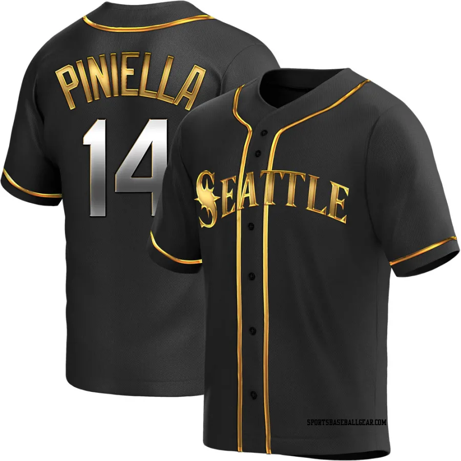 Lou Piniella Men's Seattle Mariners Black Golden Replica Alternate Jersey