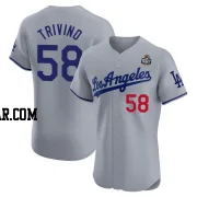 Lou Trivino Men's Los Angeles Dodgers Gray Elite Road 2024 World Series Jersey