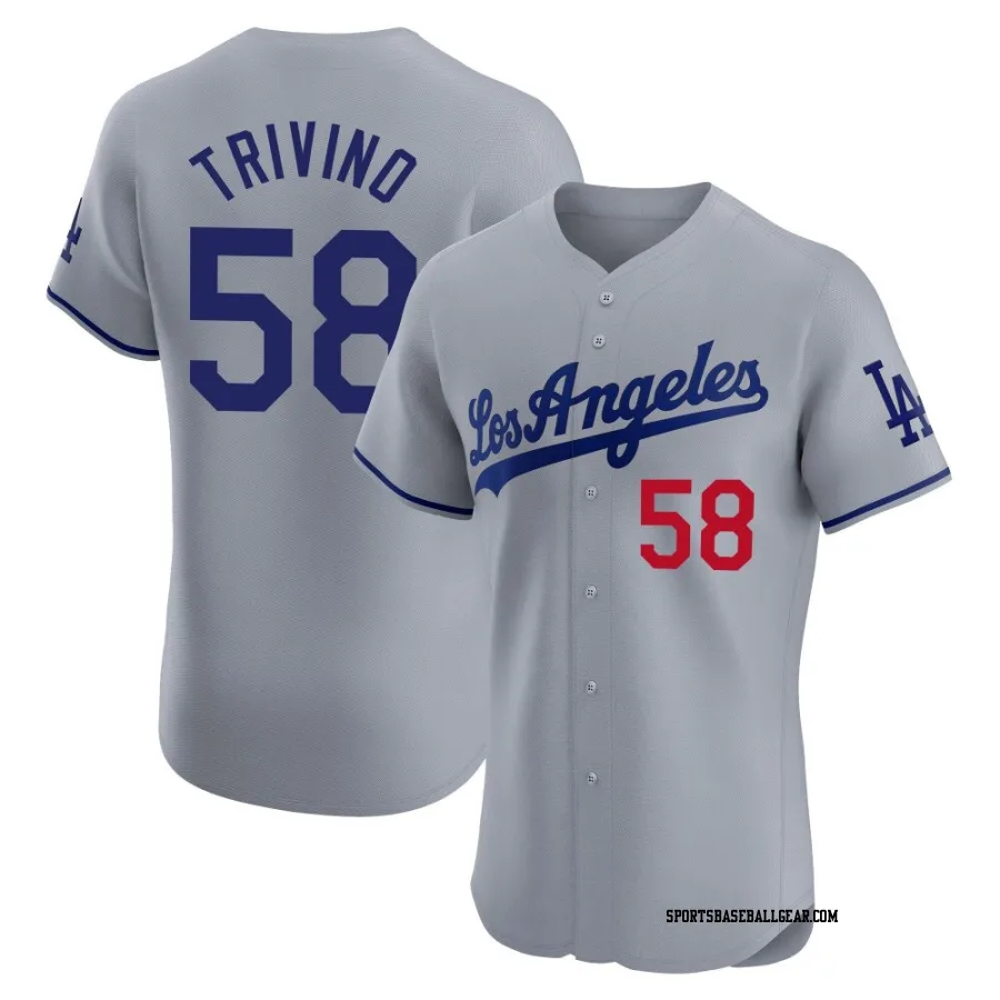 Lou Trivino Men's Los Angeles Dodgers Gray Elite Road Jersey