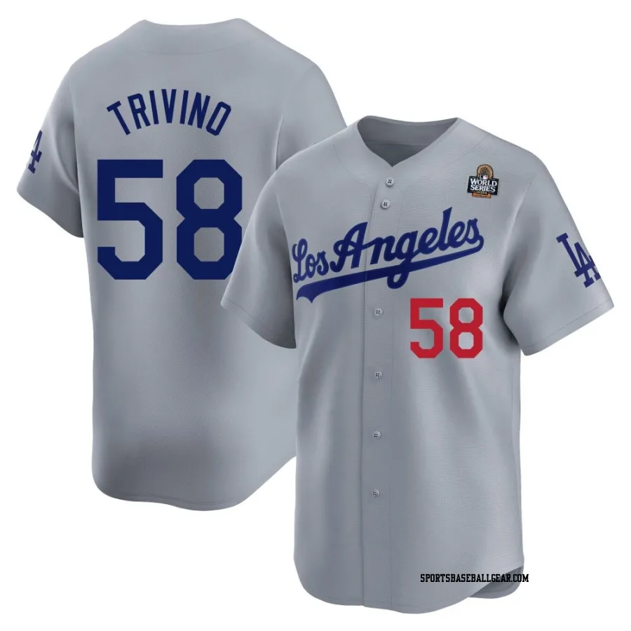Lou Trivino Men's Los Angeles Dodgers Gray Limited Away 2024 World Series Jersey
