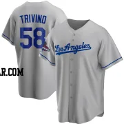 Lou Trivino Men's Los Angeles Dodgers Gray Replica Road 2024 World Series Champions Jersey