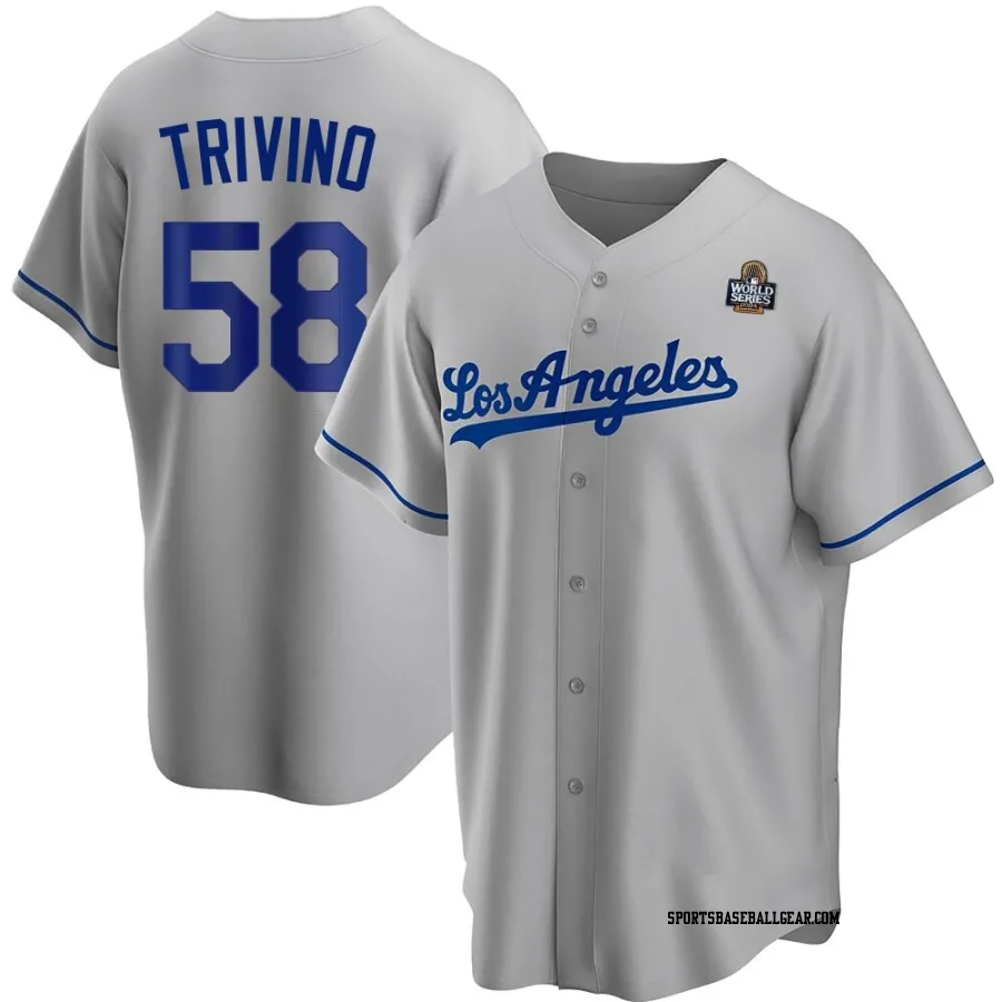 Lou Trivino Men's Los Angeles Dodgers Gray Replica Road 2024 World Series Jersey