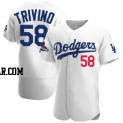 Lou Trivino Men's Los Angeles Dodgers White Authentic Home Official 2024 World Series Champions Jersey