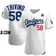 Lou Trivino Men's Los Angeles Dodgers White Authentic Home Official 2024 World Series Jersey
