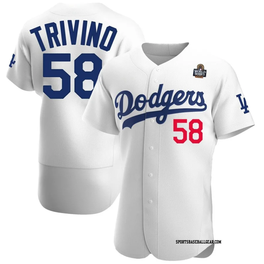Lou Trivino Men's Los Angeles Dodgers White Authentic Home Official 2024 World Series Jersey