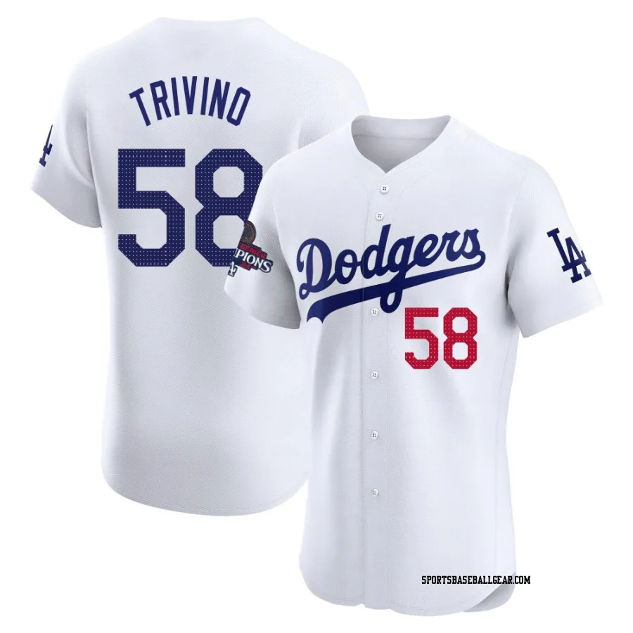 Lou Trivino Men's Los Angeles Dodgers White Elite Home World Series Champions Jersey